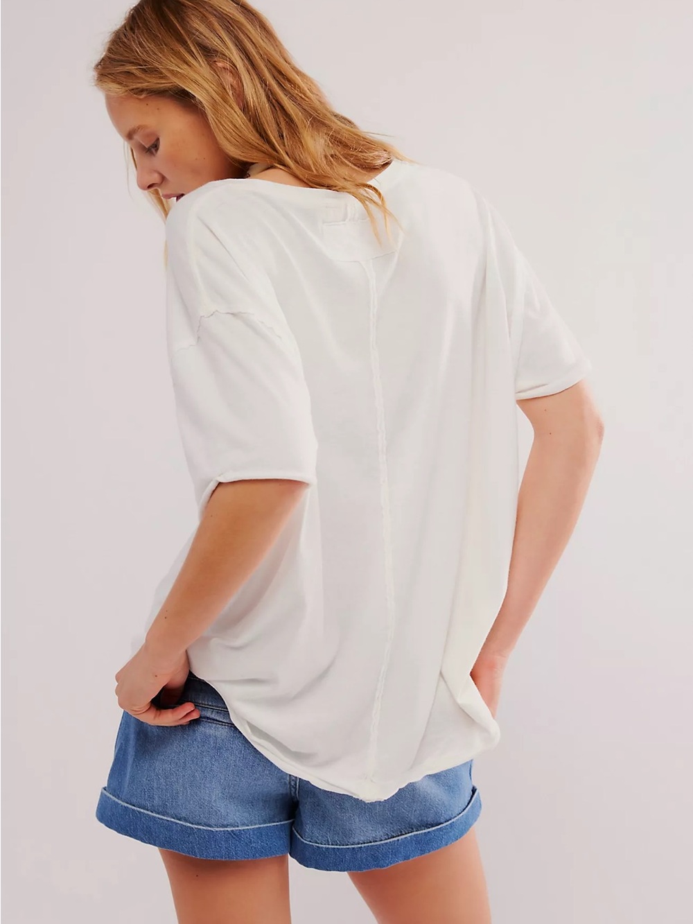 Free People Relaxed White Short Sleeve Tee